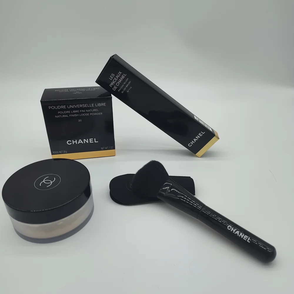 CHANEL Black & Gold Loose Finish Powder with Brush
